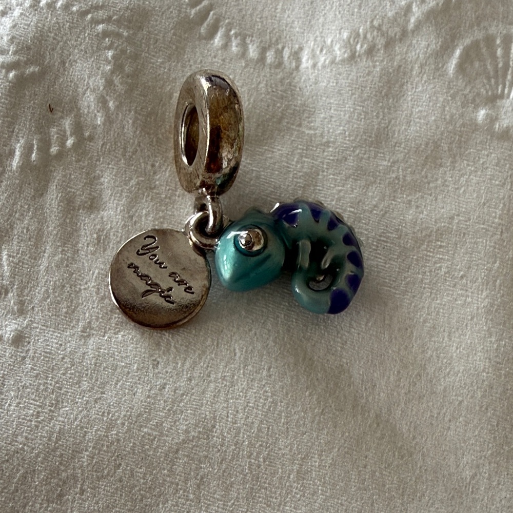 Pandora Silver and Blue Chameleon Charm